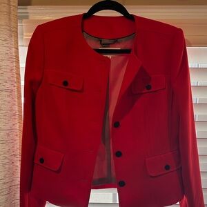 Calvin Klein Red Open-Front Tailored Jacket